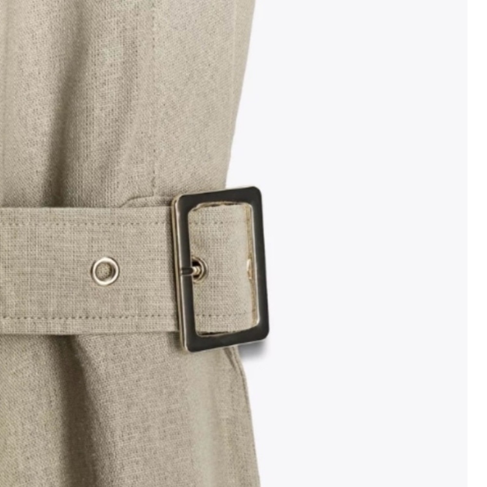 Zara Sleeveless Button-Front Shirt Dress in Sage Green - Picture 3 of 14